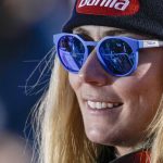 
              United States' Mikaela Shiffrin follows the competition in the finish area of an alpine ski, women's World Cup super-G, in Lenzerheide, Switzerland, Saturday, March 5, 2022. (AP Photo/Giovanni Auletta)
            
