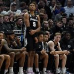 
              The Providence bench watches during the second half of a college basketball game against Kansas in the Sweet 16 round of the NCAA tournament Friday, March 25, 2022, in Chicago. Kansas won 66-61. (AP Photo/Nam Y. Huh)
            