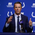 
              Indianapolis Colts quarterback Matt Ryan speaks during a news conference at the NFL team's practice facility in Indianapolis, Tuesday, March 22, 2022. (AP Photo/Michael Conroy)
            