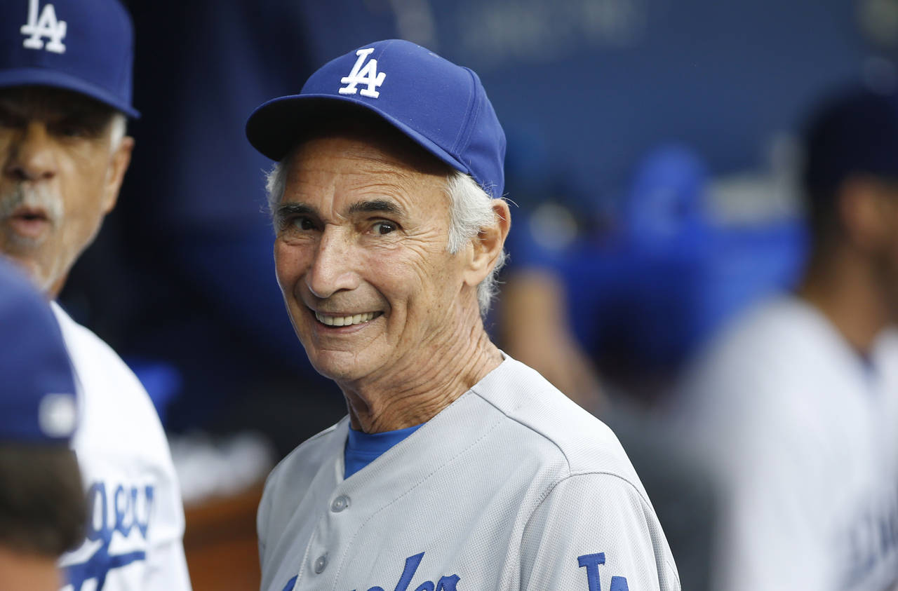 FILE - Los Angeles Dodgers Hall of Fame pitcher Sandy Koufax, on hand for the Dodgers' Old Timers G...