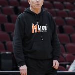 
              Miami head coach Jim Larranaga watches his team during a practice for the NCAA men's college basketball tournament Thursday, March 24, 2022, in Chicago. Miami faces Iowa State in a Sweet 16 game on Friday. (AP Photo/Nam Y. Huh)
            