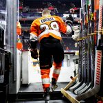 
              Philadelphia Flyers' Claude Giroux walks to the ice before an NHL hockey game against the Minnesota Wild, Thursday, March 3, 2022, in Philadelphia. (AP Photo/Matt Slocum)
            