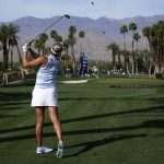 
              Lexi Thompson tees off on the 14th hole during the Chevron Championship golf tournament Thursday, March 31, 2022, in Rancho Mirage, Calif. (AP Photo/Marcio Jose Sanchez)
            