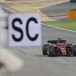 
              Ferrari driver Charles Leclerc of Monaco wins the Formula One Bahrain Grand Prix it in Sakhir, Bahrain, Sunday, March 20, 2022. (Giuseppe Cacace, Pool via AP)
            