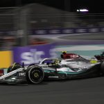 
              Mercedes driver Lewis Hamilton of Britain steers his car during q the Formula One Grand Prix it in Jiddah, Saudi Arabia, Sunday, March 27, 2022. (AP Photo/Hassan Ammar)
            