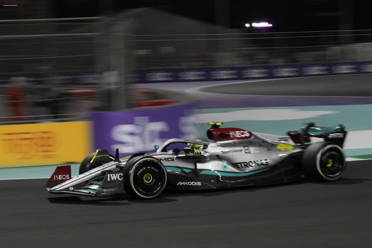 Mercedes driver Lewis Hamilton of Britain steers his car during q the Formula One Grand Prix it in ...