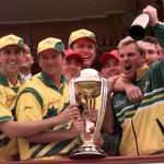 
              FILE - Australia's Glenn McGrath, Steve Waugh and Shane Warne, from left, celebrate with the trophy after the Australian team beat Pakistan by 8 wickets to win the final of the Cricket World Cup at Lords in London Sunday, June 20, 1999. Shane Warne, one of the greatest cricket players in history, has died. He was 52. Fox Sports television, which employed Warne as a commentator, quoted a family statement as saying he died of a suspected heart attack in Koh Samui, Thailand. (AP Photo/Max Nash, File)
            