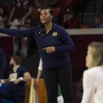 
              Notre Dame head coach Niele Ivey stands on the sideline in the second half of a second-round game against Oklahoma in the NCAA women's college basketball tournament Monday, March 21, 2022, in Norman, Okla. (AP Photo/ Mitch Alcala)
            