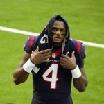 
              FILE - Houston Texans quarterback Deshaun Watson walks off the field before an NFL football game against the Tennessee Titans Sunday, Jan. 3, 2021, in Houston. Cleveland's blockbuster trade for the legally entangled quarterback became official Sunday, when the Browns finalized the complex deal and released statements from owners Dee and Jimmy Haslam explaining their decision to add him to their roster following the team's own extensive investigation. (AP Photo/Eric Christian Smith, File)
            