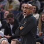 
              Phoenix Suns coach Monty Williams yells during the first half of the team's NBA basketball game against the Minnesota Timberwolves on Wednesday, March 23, 2022, in Minneapolis. (AP Photo/Andy Clayton-King)
            