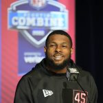 
              Oregon defensive lineman Kayvon Thibodeaux speaks during a press conference at the NFL football scouting combine in Indianapolis, Friday, March 4, 2022. (AP Photo/AJ Mast)
            