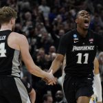 
              Providence's A.J. Reeves reacts during the second half of a college basketball game in the Sweet 16 round of the NCAA tournament against Kansas Friday, March 25, 2022, in Chicago. (AP Photo/Nam Y. Huh)
            