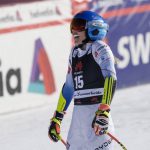 
              United States' Mikaela Shiffrin reacts as she crosses the finish line of an alpine ski, women's World Cup super-G, in Lenzerheide, Switzerland, Saturday, March 5, 2022. (AP Photo/Giovanni Auletta)
            