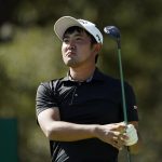 
              Takumi Kanaya watches his shot from the tenth tee during the third round of the Dell Technologies Match Play Championship golf tournament, Friday, March 25, 2022, in Austin, Texas. (AP Photo/Tony Gutierrez)
            