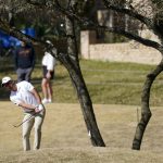 
              Lucas Herbert hits a shot on the fifth hole in the second round of the Dell Technologies Match Play Championship golf tournament, Thursday, March 24, 2022, in Austin, Texas. (AP Photo/Tony Gutierrez)
            