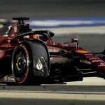 
              Ferrari driver Charles Leclerc of Monaco steers his car during the Formula One Bahrain Grand Prix it in Sakhir, Bahrain, Sunday, March 20, 2022. (AP Photo/Hassan Ammar)
            