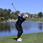 
              Nanna Koerstz Madsen hits her tee shot on the 10th hole during the final round of the JTBC LPGA golf tournament, Sunday, March 27, 2022, in Carlsbad, Calif. (AP Photo/Denis Poroy)
            