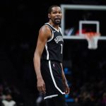 
              Brooklyn Nets' Kevin Durant (7) argues a call during the first half of an NBA basketball game against the Detroit Pistons Tuesday, March 29, 2022 in New York. (AP Photo/Frank Franklin II)
            