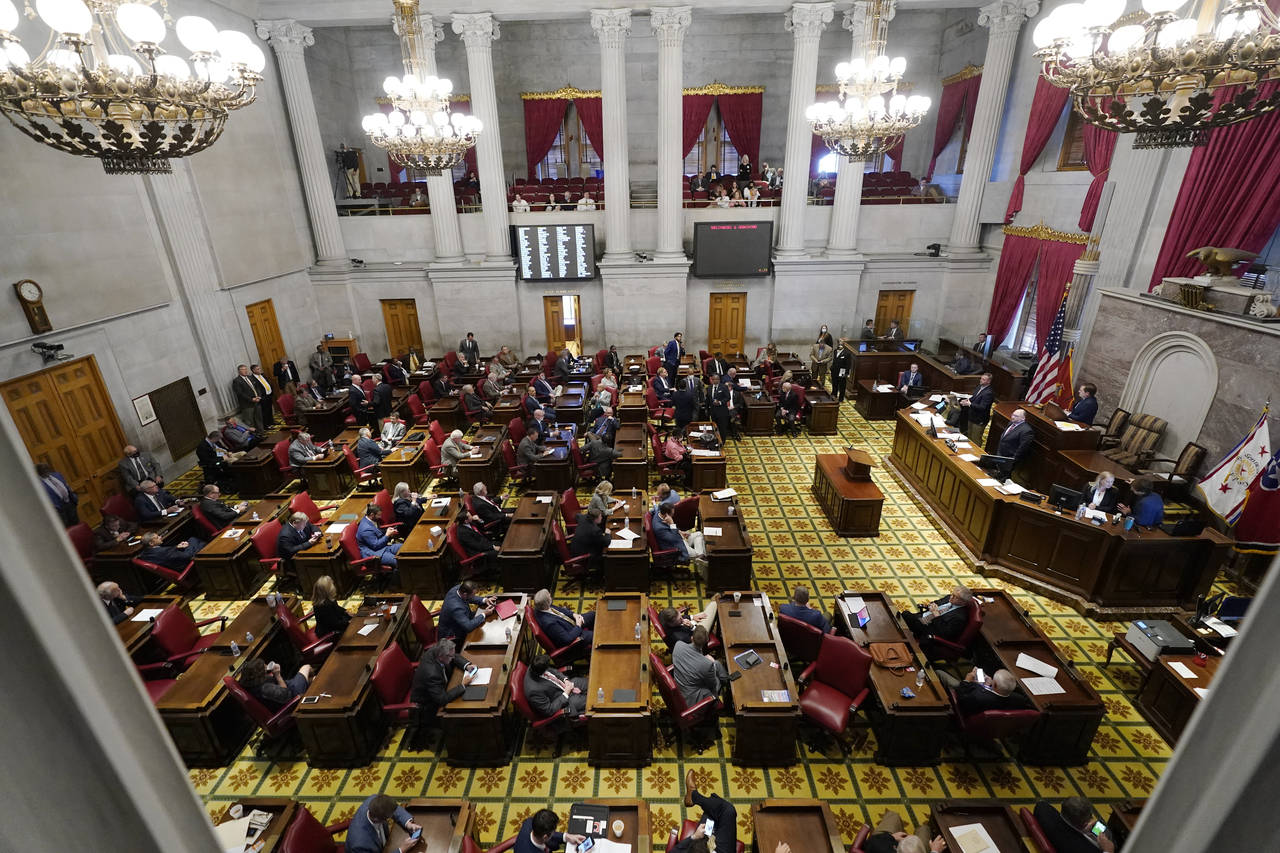 FILE - The Tennessee House of Representatives meets Oct. 27, 2021, in Nashville, Tenn. Tennessee la...