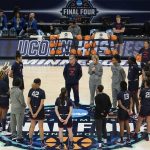 
              UConn gets ready to practice session for a college basketball game in the semifinal round of the Women's Final Four NCAA tournament Thursday, March 31, 2022, in Minneapolis. (AP Photo/Eric Gay)
            