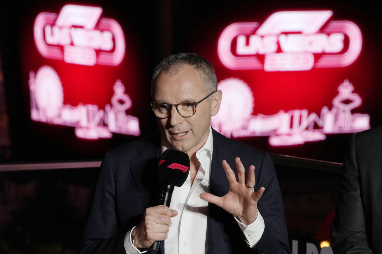 Stefano Domenicali, president and CEO of Formula 1, speaks during a news conference announcing a 20...