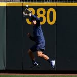 SEATTLE, WASHINGTON - APRIL 15: Ichiro Suzuki warms up before the game against the Houston Astros at T-Mobile Park on April 15, 2022 in Seattle, Washington. All players are wearing the number 42 in honor of Jackie Robinson Day. (Photo by Steph Chambers/Getty Images)