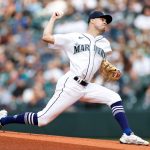 SEATTLE, WASHINGTON - APRIL 23: Matt Brash #47 of the Seattle Mariners pitches during the first inning against the Kansas City Royals at T-Mobile Park on April 23, 2022 in Seattle, Washington. (Photo by Steph Chambers/Getty Images)