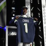 LAS VEGAS, NEVADA - APRIL 28: Charles Cross poses onstage after being selected ninth by the Seattle Seahawks during round one of the 2022 NFL Draft on April 28, 2022 in Las Vegas, Nevada. (Photo by David Becker/Getty Images)