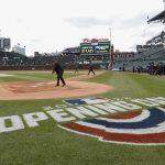 
              A member of the grounds crew prepares home plate before the Chicago Cubs home-opener baseball game against the Milwaukee Brewers, Thursday, April 7, 2022, in Chicago. (AP Photo/Kamil Krzaczynski)
            