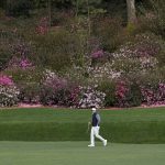 
              Scottie Scheffler walks on the 13th fairway during the third round at the Masters golf tournament on Saturday, April 9, 2022, in Augusta, Ga. (AP Photo/David J. Phillip)
            