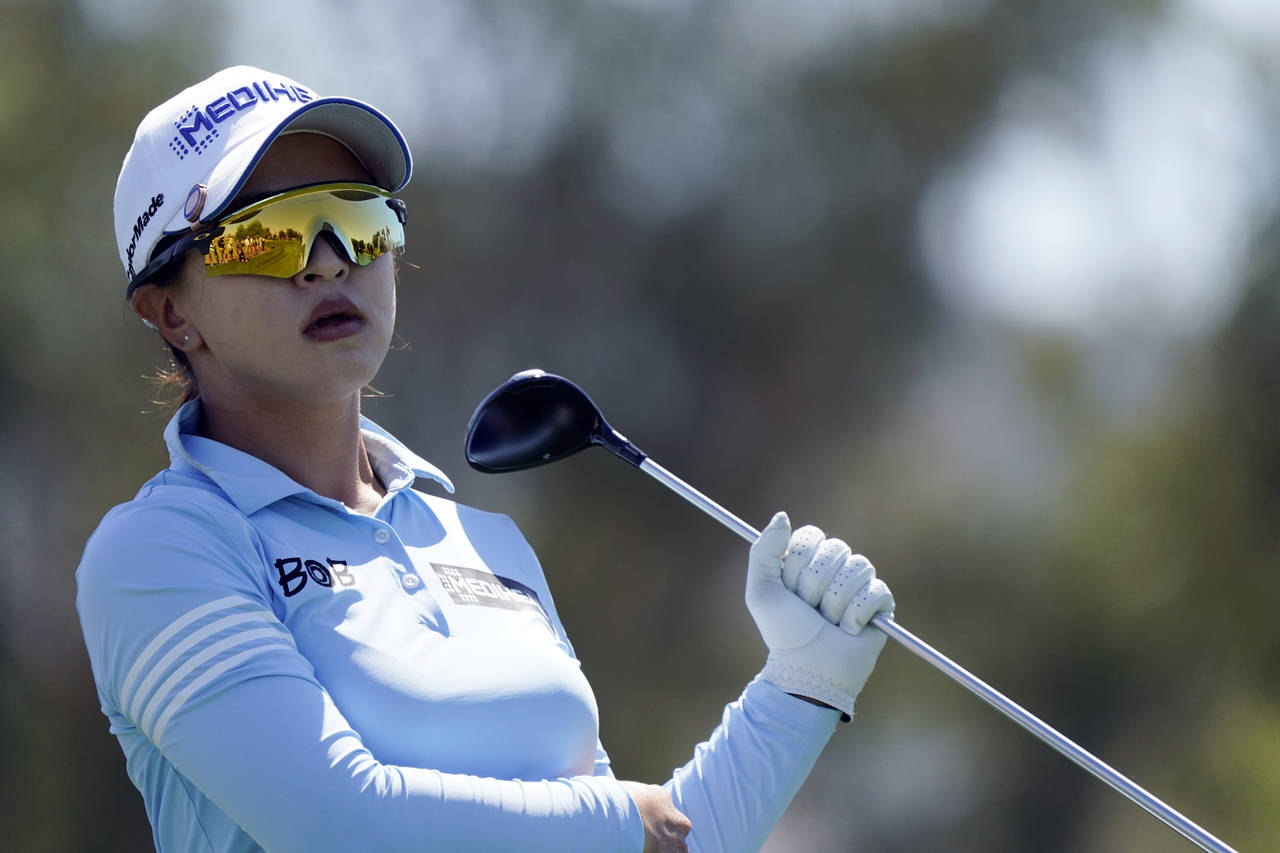 Sei Young Kim hits from the sixth tee during the second round of the LPGA Chevron Championship golf...