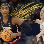 
              UConn's Aaliyah Edwards gets past Stanford's Lexie Hull during the second half of a college basketball game in the semifinal round of the Women's Final Four NCAA tournament Friday, April 1, 2022, in Minneapolis. UConn won 63-58 to advance to the finals. (AP Photo/Eric Gay)
            