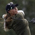
              Jennifer Kupcho hits from the sixth tee during the final round of the LPGA Chevron Championship golf tournament Sunday, April 3, 2022, in Rancho Mirage, Calif. (AP Photo/Marcio Jose Sanchez)
            