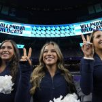 
              Villanova cheerleaders pose during practice for the men's Final Four NCAA college basketball tournament, Friday, April 1, 2022, in New Orleans. (AP Photo/Gerald Herbert)
            