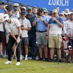 
              Patrick Cantlay chips onto the 17th green during the final round of the PGA Zurich Classic golf tournament at TPC Louisiana in Avondale, La., Sunday, April 24, 2022. (AP Photo/Gerald Herbert)
            