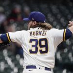 
              Milwaukee Brewers starting pitcher Corbin Burnes throws during the first inning of a baseball game against the Pittsburgh Pirates Tuesday, April 19, 2022, in Milwaukee. (AP Photo/Morry Gash)
            