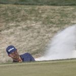 
              Kevin Chappell hit out of a bunker on the seventh hole the during the third round of the Valero Texas Open golf tournament in San Antonio, Saturday, April 2, 2022. (AP Photo/Michael Thomas)
            