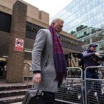 
              Former tennis player Boris Becker leaves Southwark Crown Court, in London, Friday, April 8, 2022. Becker is on trial in London for allegedly concealing property — including nine trophies — from bankruptcy trustees and dodging his obligation to disclose financial information to settle his debts. (AP Photo/Alberto Pezzali)
            