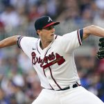 
              Atlanta Braves starting pitcher Kyle Wright delivers during the first inning of the team's baseball game against the Chicago Cubs on Thursday, April 28, 2022, in Atlanta. (AP Photo/John Bazemore)
            