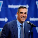 
              Jay Wright speaks at a news conference about his resignation as NCAA college basketball coach at Villanova, in Villanova, Pa., Friday, April 22, 2022. (AP Photo/Matt Rourke)
            