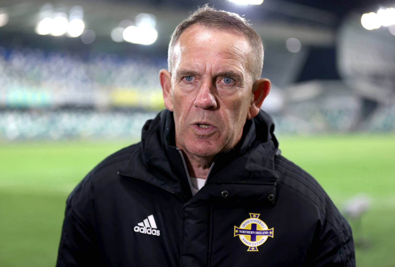Northern Ireland manager Kenny Shiels speaks during a post match interview after the Women's World ...