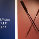 
              The Harvard-Yale Regatta 1852 Trophy Oars are displayed before an auction, Thursday, April 21, 2022, at Sotheby's in the Manhattan borough of New York. Sotheby's estimates the oars value between three and five million dollars. The oars were awarded to Harvard's winning crew and represent one of the oldest collegiate athletic competitions in the nation's history. (AP Photo/John Minchillo)
            
