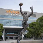 
              FILE - Vivint Arena stands in Salt Lake City on Aug. 31, 2020. The NBA plans to keep its next All-Star Game in Salt Lake City, despite its opposition to Utah's ban on transgender youth athletes playing on girls teams. The Utah Jazz are set to host the event next February and Commissioner Adam Silver said it will stay put as planned. (AP Photo/Rick Bowmer, File)
            