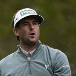 
              Bubba Watson reacts to his tee shot on the fourth hole during the third round at the Masters golf tournament on Saturday, April 9, 2022, in Augusta, Ga. (AP Photo/Robert F. Bukaty)
            
