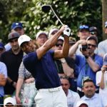 
              Tiger Woods durante una ronda de práctica previo al Masters de Augusta, el lunes 4 de abril de 2022. (AP Foto/Matt Slocum)
            