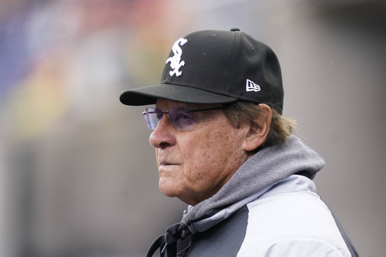 Chicago White Sox manager Tony La Russa watches from the dugout during the sixth inning of a baseba...