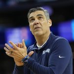 
              Villanova head coach Jay Wright watches during practice for the men's Final Four NCAA college basketball tournament, Friday, April 1, 2022, in New Orleans. (AP Photo/David J. Phillip)
            