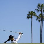 
              Sei Young Kim tees off at the 17th tee during the first round of LPGA's DIO Implant LA Open golf tournament at Wilshire Country Club on Thursday, April 21, 2022, in Los Angeles, Calif. (AP Photo/Ashley Landis)
            