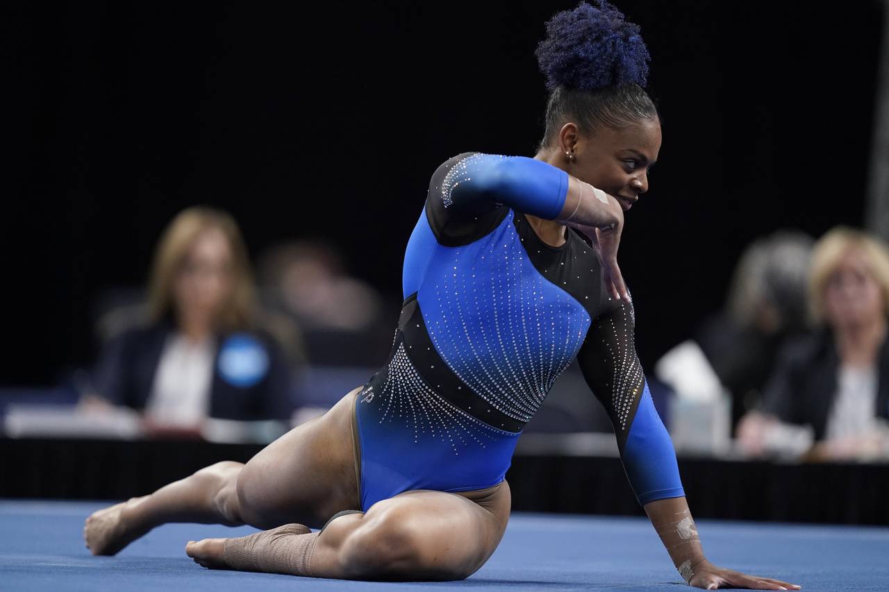 Florida's Trinity Thomas competes in the floor exercise during the NCAA women's gymnastics champion...
