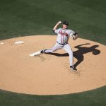 
              Atlanta Braves starting pitcher Bryce Elder throws during the first inning of a baseball game against the San Diego Padres in San Diego, Sunday, April 17, 2022. (AP Photo/Kyusung Gong)
            